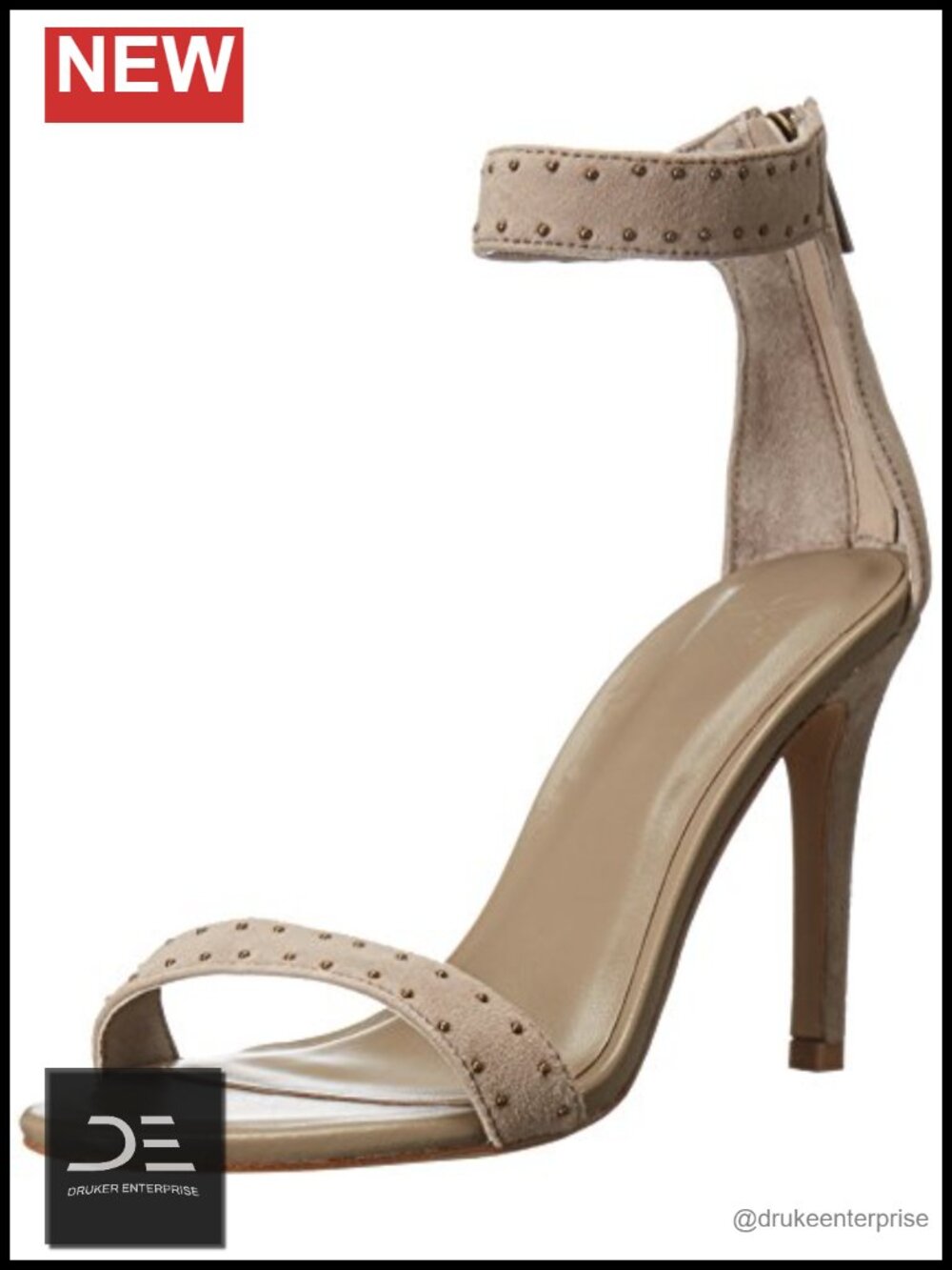 Joie Women's Suede Stiletto Heel Dress Sandals Ankle Strap Rhinestone
